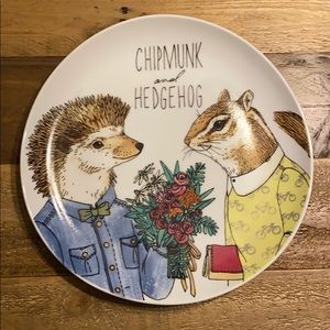 West Elm Dapper Animal Plate Chipmunk & Hedgehog